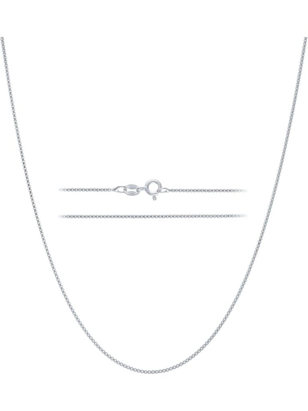 925 Sterling Silver Diamond Cut Box Chain Necklace for Women, 1mm Elegant